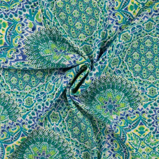 Werkspreis - Krepp Viskose 130 cm Paisley Grün Stoff