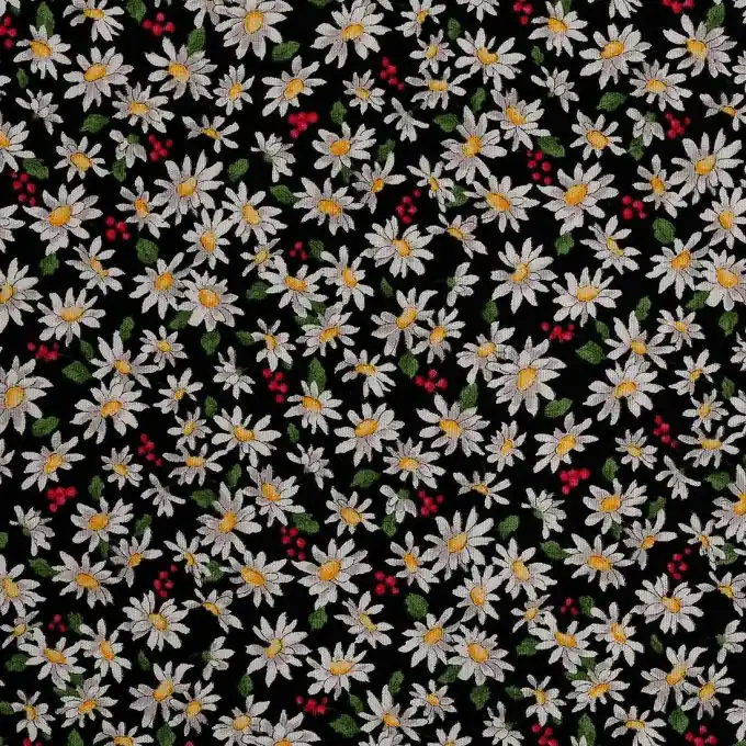 Geprüfte Qualität - Baumwollpopeline Daisy 112cm Breite – Margeritenmuster