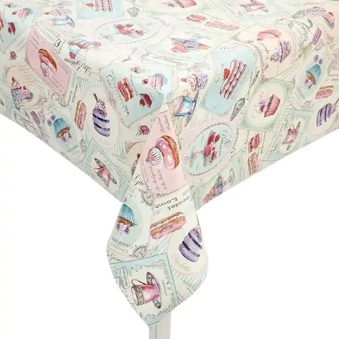 Hammerpreis | Bedruckte Wachstuch-Tischdecke 140cm Patisserie-Muster