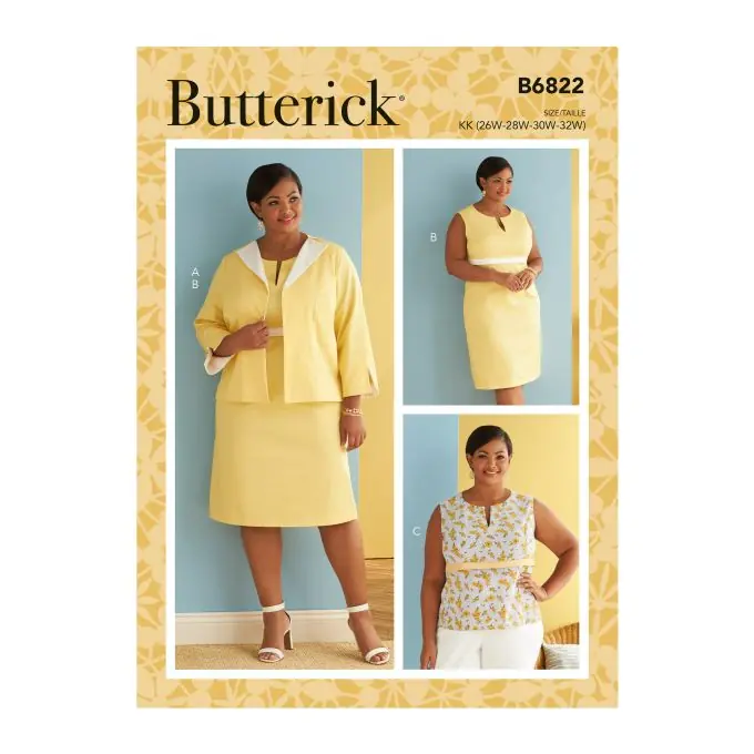Aktionspreis - Butterick B6822RR Damen Top/Veste/Robe 46-52 Schnittmuster